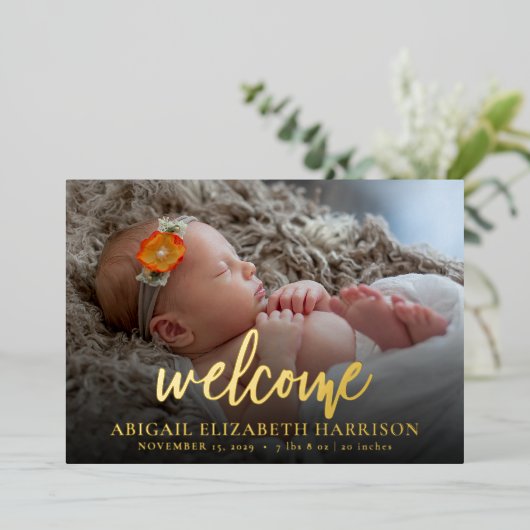 Welkom, nieuwe baby Gold Foil - Birth koninklijke  Folie Feestdagenkaart (Staand Voorkant)