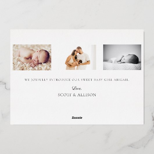 Welkom, nieuwe baby Gold Foil - Birth koninklijke  Folie Feestdagenkaart (Achterkant)