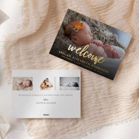 Welkom, nieuwe baby Gold Foil - Birth koninklijke  Folie Feestdagenkaart