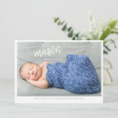 Welkom, nieuwe baby jongen geboorte aankondiging (Staand voorkant)