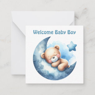 Welkom Nieuwe Baby Jongen Kaart Notitiekaartje