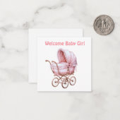 Welkom Nieuwe Baby Meisje Kaart Notitiekaartje (Voorkant / Achterkant in situ)