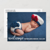 Welkom nieuwe baby Modern W Aankondigingskaart (Voorkant / Achterkant)