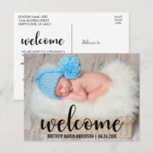 Welkom Nieuwe Baby Modern Zwart Script Aankondigingskaart (Voorkant / Achterkant)