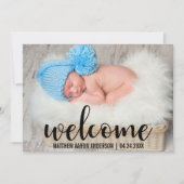 Welkom Nieuwe Baby Modern Zwart Script Kaart (Voorkant)