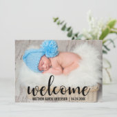 Welkom Nieuwe Baby Modern Zwart Script Kaart (Staand voorkant)