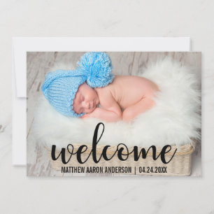Welkom Nieuwe Baby Modern Zwart Script Kaart