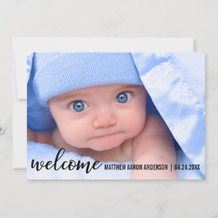 Welkom nieuwe baby moderne aankondiging