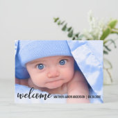 Welkom nieuwe baby moderne aankondiging (Staand voorkant)