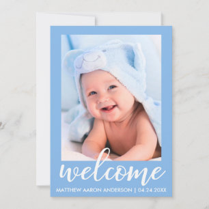Welkom Nieuwe Baby Moderne Aankondiging Blauw