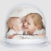 Welkom Nieuwe Baby Naam Datum Sneeuwbol (Voorkant)