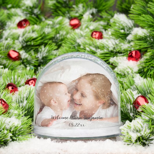Welkom Nieuwe Baby Naam Datum Sneeuwbol (Kerstmis)