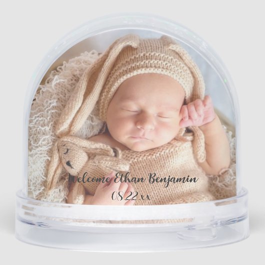 Welkom Nieuwe Baby Naam Datum Sneeuwbol (Achterkant)