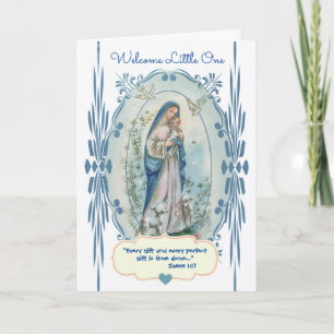 Welkom Nieuwe Baby Religieus Vintage Katholiek Kaart