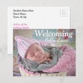 Welkom Nieuwe Baby Verjaardag Aankondiging Briefka (Voorkant / Achterkant)