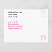 Welkom Nieuwe Baby Verjaardag Aankondiging Briefka (Achterkant)