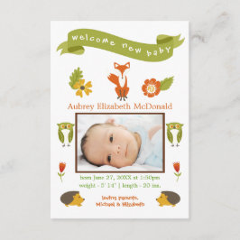 Welkom Nieuwe Baby Woodland - 3x5 Geboorteaankondi Aankondiging