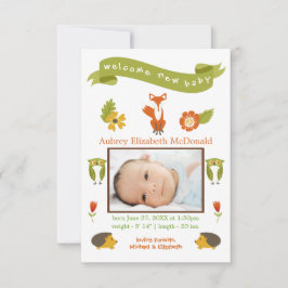 Welkom Nieuwe Baby Woodland - 3x5 Geboorteaankondi Aankondiging