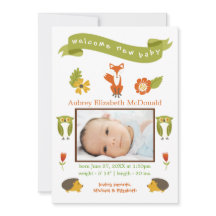 Welkom Nieuwe Baby Woodland - Geboorteaankondiging