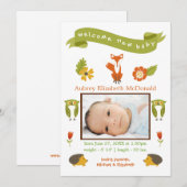 Welkom Nieuwe Baby Woodland - Geboorteaankondiging Aankondiging (Voorkant / Achterkant)
