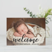 Welkom nieuwe babyaankondiging Blk-Kaart Aankondiging (Staand voorkant)