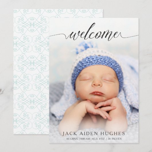 Welkom, nieuwe babyboomkaart - Aankondiging foto's (Voorkant / Achterkant)