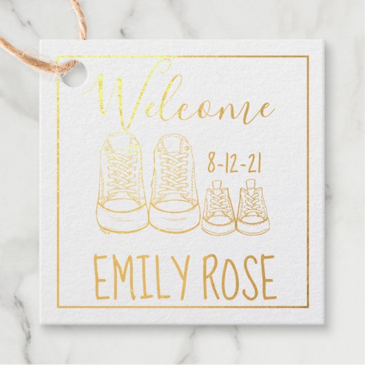 Welkom, nieuwe babyschoenen - Vogelaankondigingen Bedankjes Labels (Voorkant)