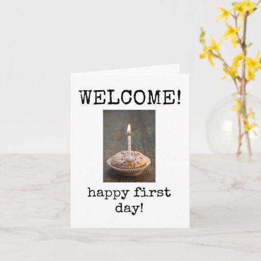 Welkom Nieuwe Medewerker, Eerste Dag van het Werk  Kaart (Gele Bloem)