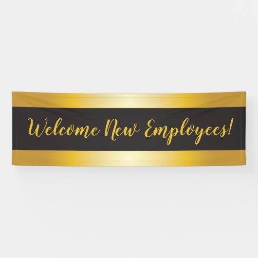 Welkom nieuwe medewerkers Gold en Black Spandoek (Horizontaal)