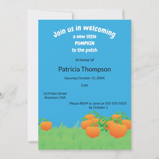 Welkom nieuwe pompoen op de patch kaart (Voorkant)