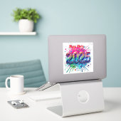 Welkom Nieuwjaar Sticker Ontwerp (Laptop op bureau)