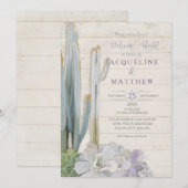 Welkom Night Desert Cactus Succulent Wood Art Kaart (Voorkant / Achterkant)