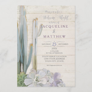 Welkom Night Desert Cactus Succulent Wood Art Kaart