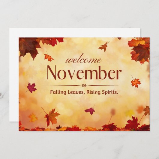 Welkom november herfst feestdagenkaart (Voorkant / Achterkant)