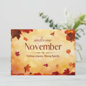 Welkom november herfst feestdagenkaart (Staand voorkant)