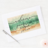 Welkom Ocean Beach Waterverf Groen Rechthoekige Sticker (Envelop)