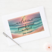 Welkom Ocean Beach Waterverf Zee Zon Rechthoekige Sticker (Envelop)