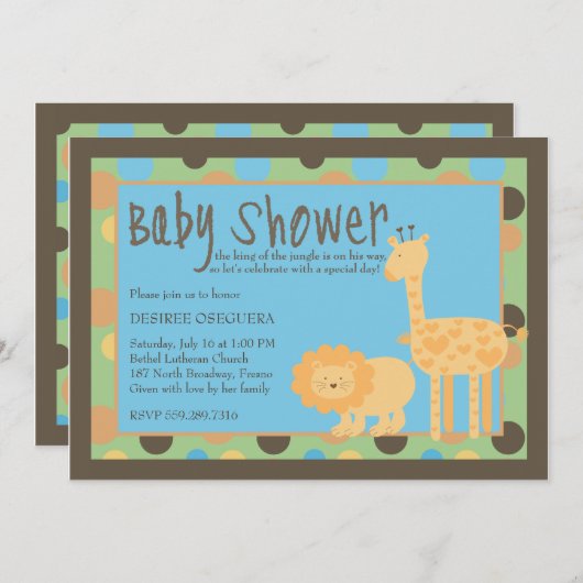 Welkom Oerwoud King Baby shower Kaart (Voorkant / Achterkant)