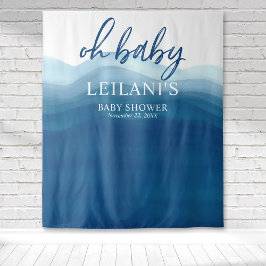 Welkom Oh Baby Shower Blauwe Ombre Achtergrond Wandkleed
