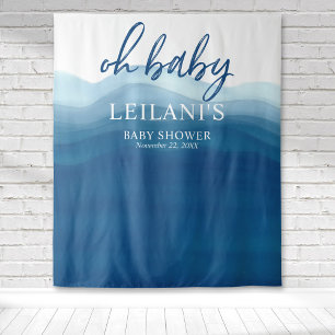 Welkom Oh Baby Shower Blauwe Ombre Achtergrond Wandkleed
