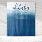 Welkom Oh Baby Shower Blauwe Ombre Achtergrond Wandkleed