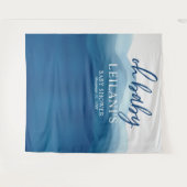 Welkom Oh Baby Shower Blauwe Ombre Achtergrond Wandkleed (Voorkant (horizontaal))