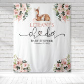 Welkom Oh Deer Baby shower Roze Bloemen Achtergron Wandkleed