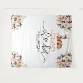 Welkom Oh Hert Baby Shower Roze Bloemstuk Achtergr Wandkleed (Voorkant (horizontaal))