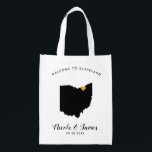 Welkom Ohio Map Wedding Bag, zwart en goud Tas Boodschappentas<br><div class="desc">Vul deze welkomsttas met favoriete godies voor je gasten als ze in Ohio aankomen!</div>