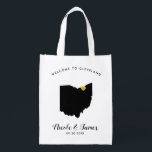 Welkom Ohio Map Wedding Bag, zwart en goud Tas Boodschappentas<br><div class="desc">Vul deze welkomsttas met favoriete godies voor je gasten als ze in Ohio aankomen!</div>