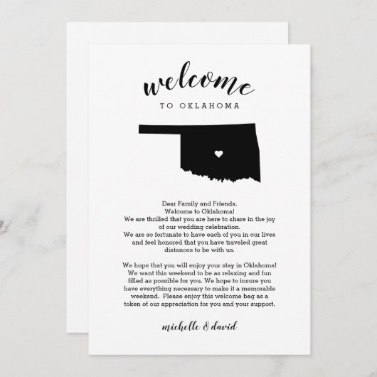 Welkom Oklahoma | Wedbrief en reisroute (Voorkant / Achterkant)