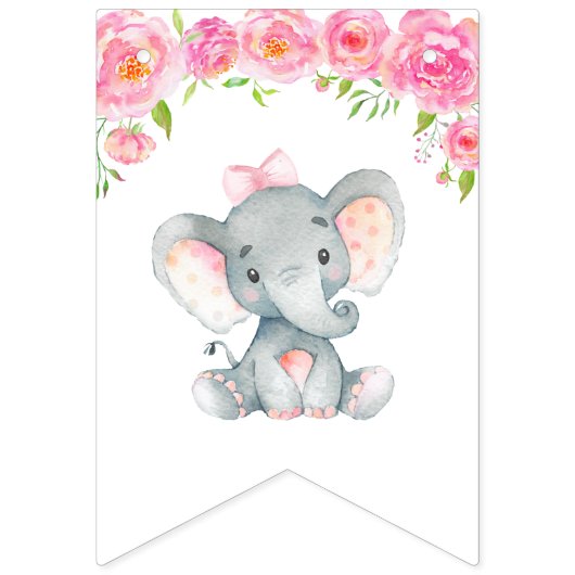 Welkom Olifant Meisje Baby shower Sprinkle Decor Vlaggetjes (Tweede vlag)