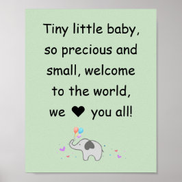 Welkom, olifant, muurdecoratie voor kinderkamer poster