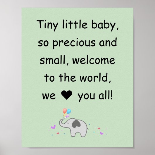 Welkom, olifant, muurdecoratie voor kinderkamer poster (Voorkant)